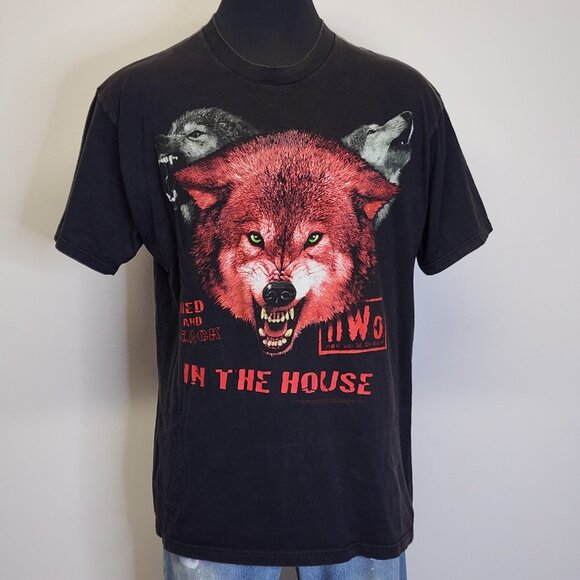 True Vintage 1998 NWO New World Order In the House Red Black Wolf XL Shirt - Picture 2 of 10